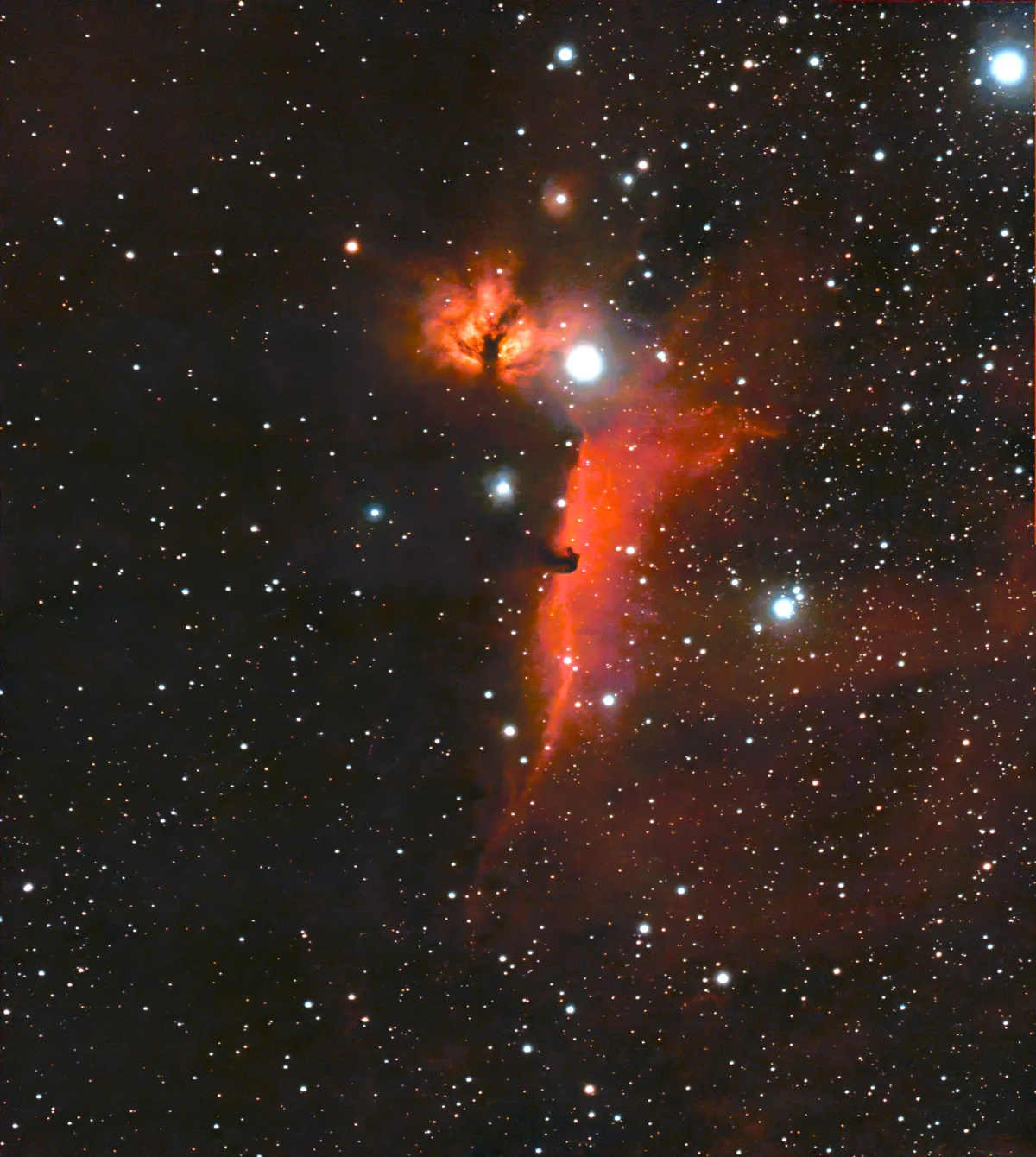 IC434 Pferdekopfnebel und Flammenmebel Nachbearbeitet mit Windows 11 interner Photo-App