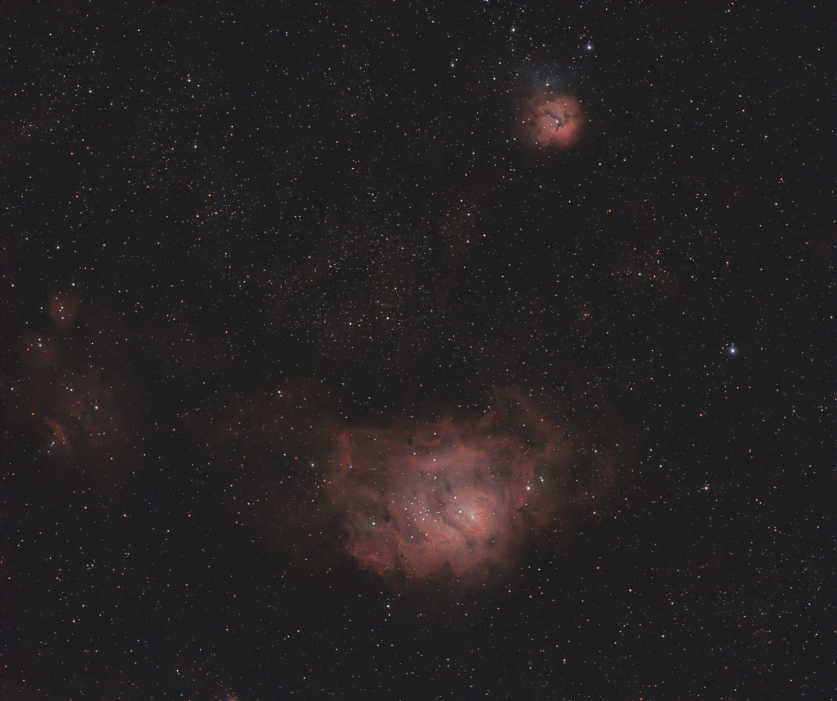 TRIFID NEBULA + LAGOON NEBULA