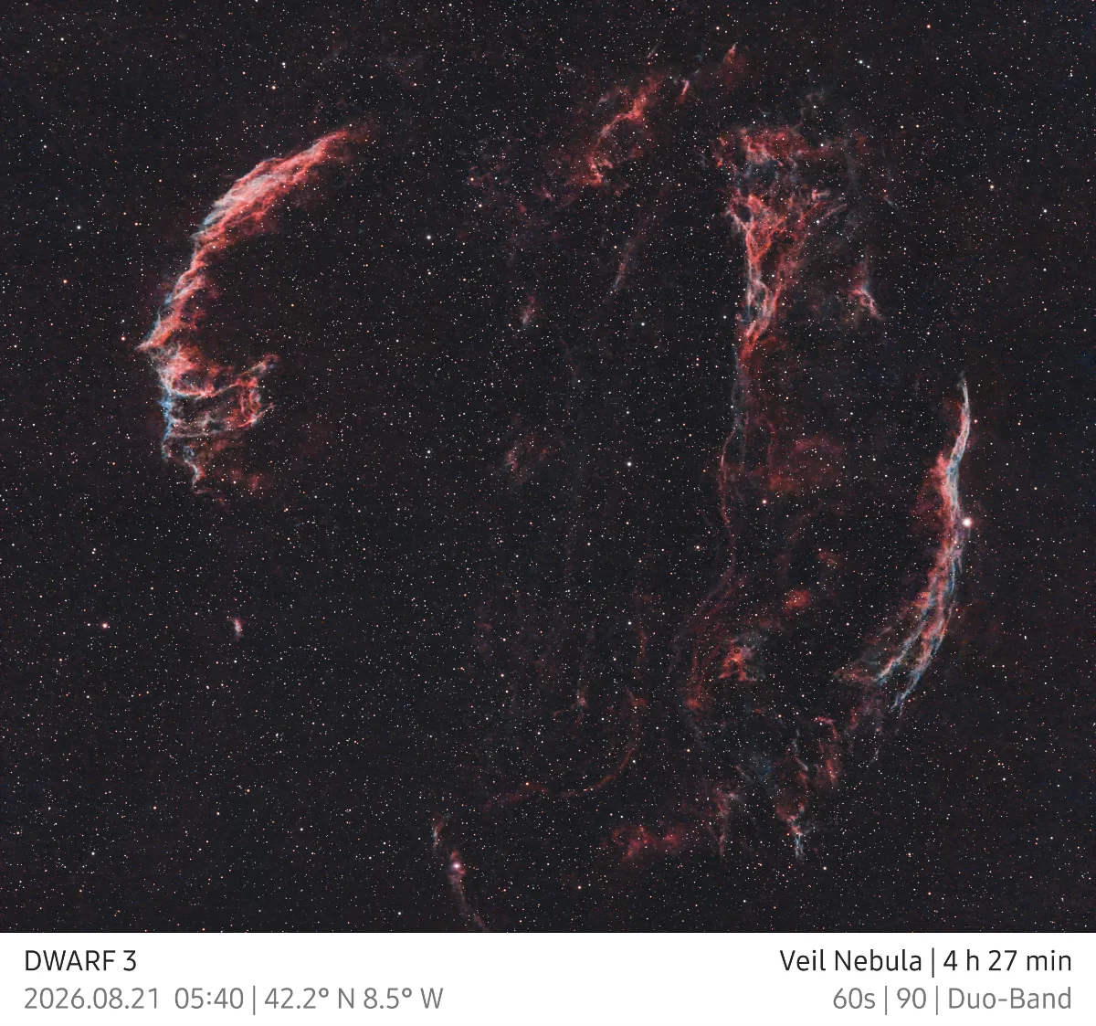 Mosaico de la nebulosa del velo desde Galicia
