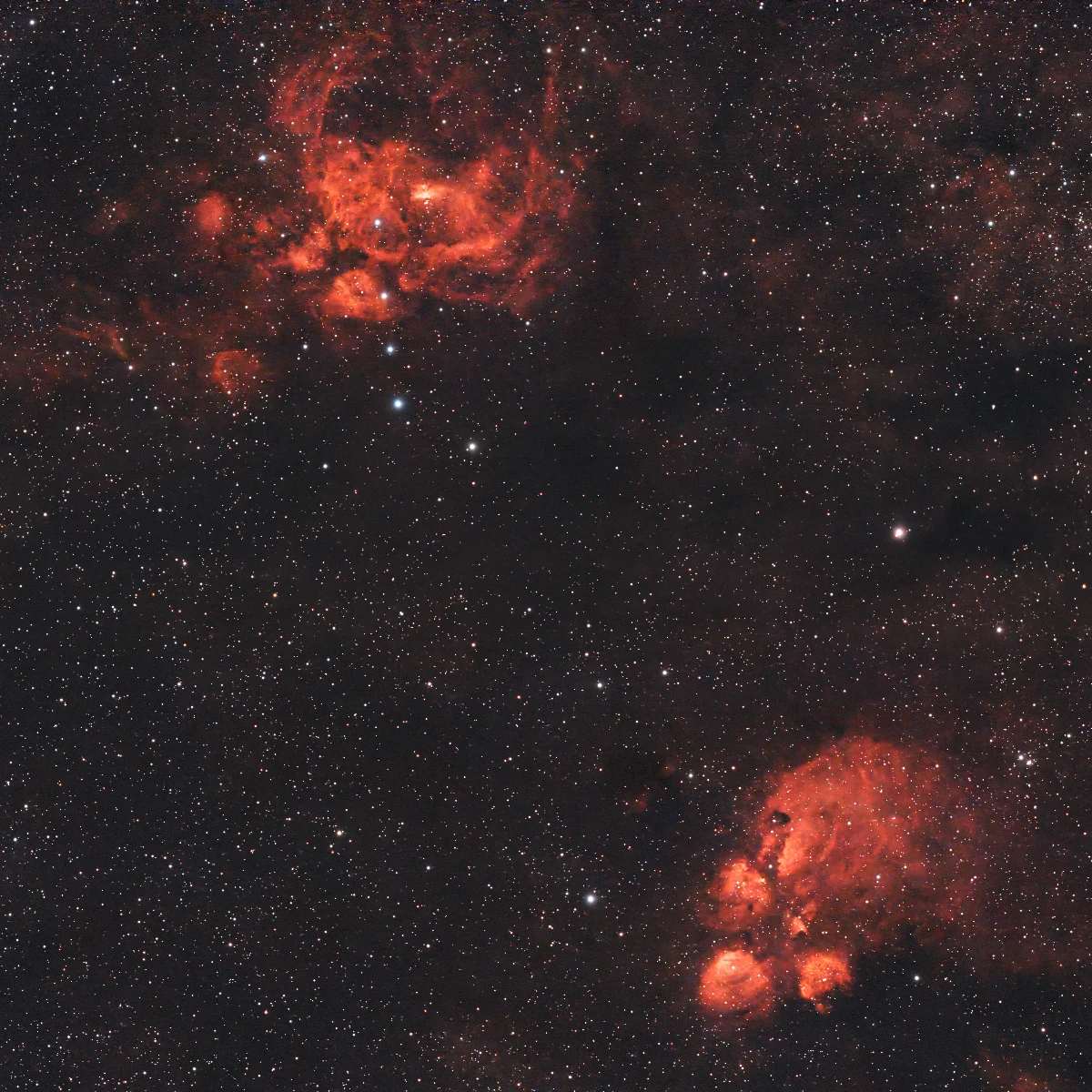 NGC 6334 (Cat's Paw) and NGC 6357 (Lobster)