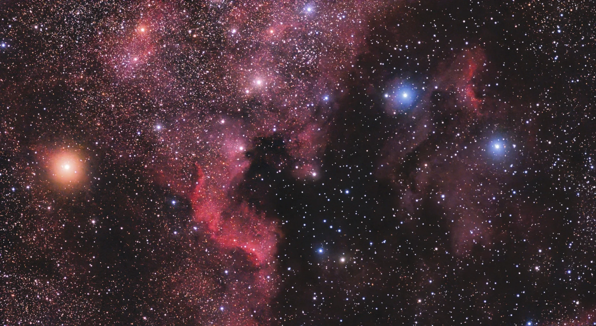 Mosaico de nebulosa norteamérica y  pelícano