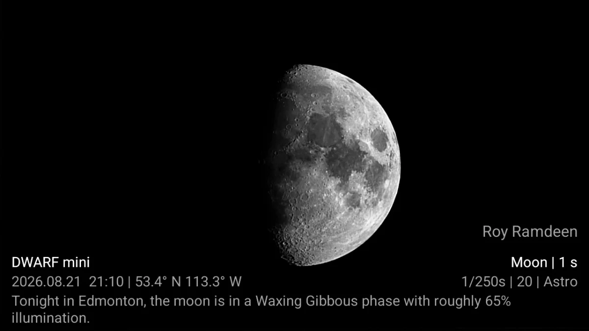 Waning gibbous moon at 65%