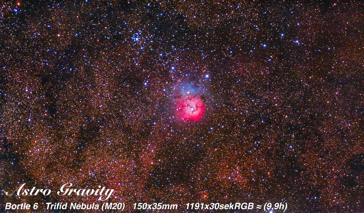 M20 The Trifid Nebula with and without Stars