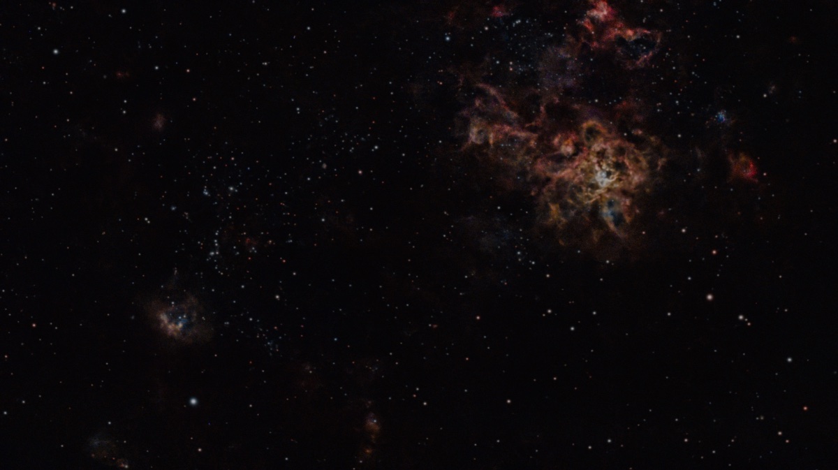 Tarantula nebula and blue horsehead nebula