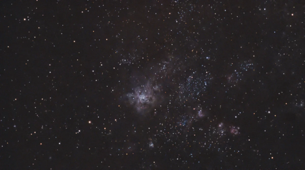 Tarantula Nebula, Temple 10 comet, C76 galaxy, M8 whithout stars