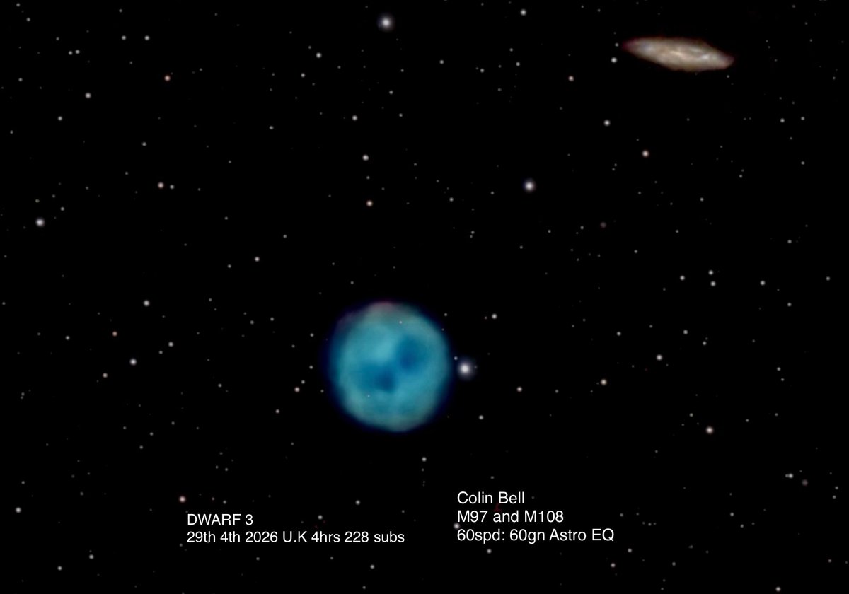 M97 The Owl Nebula and M108 Surfboard Galaxy